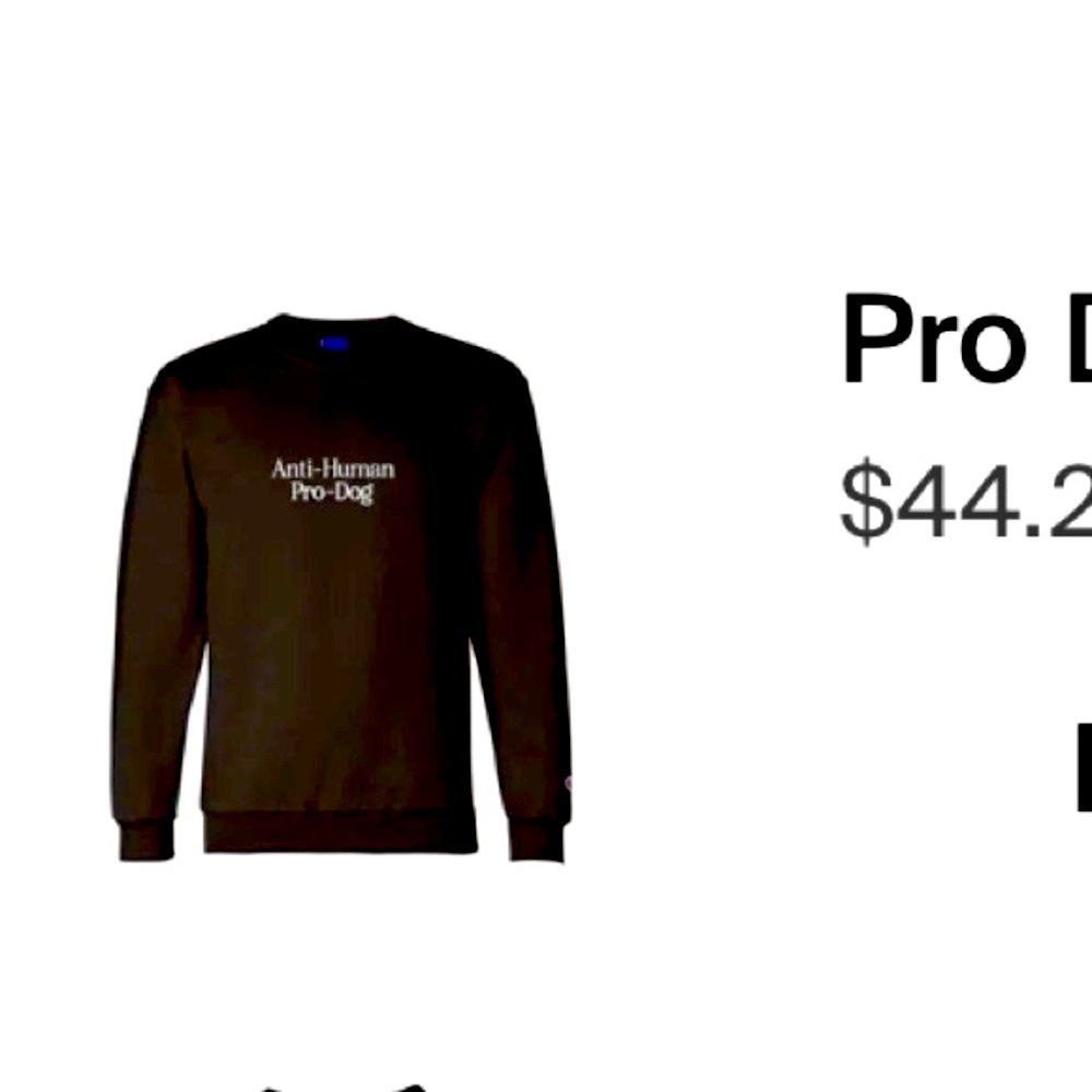 Barstool Sports Anti Human Pro Dog Crewneck Sz L
